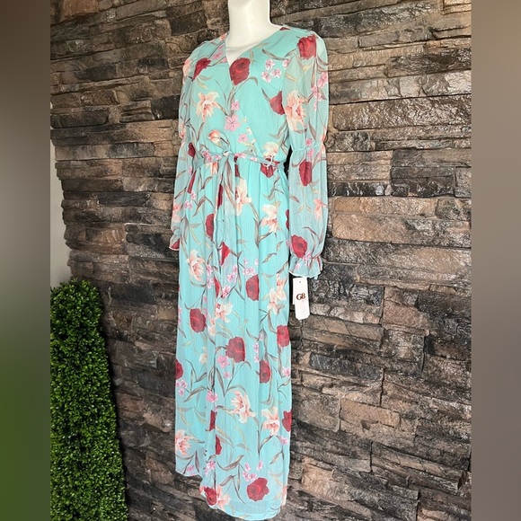 GB Girls Blue and Red Sundress with Bishop Sleeves - Picture 1 of 14